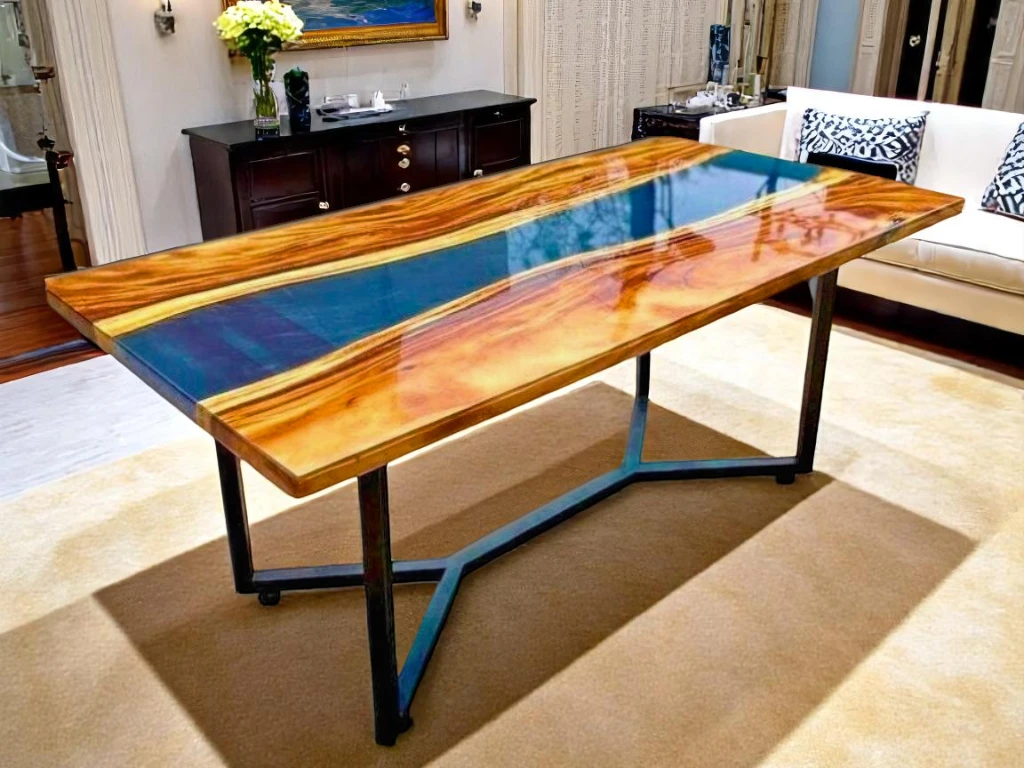 Handcrafted Blue Epoxy Resin Dining Table Masterpieces